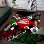 Jomo Kenyatta Area Rug with Roots Resistance Renaissance and Kenyan Patchwork Pattern Tribute - African Pride