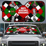 Jomo Kenyatta Auto Sun Shade with Roots Resistance Renaissance and Kenyan Patchwork Pattern Tribute - African Pride