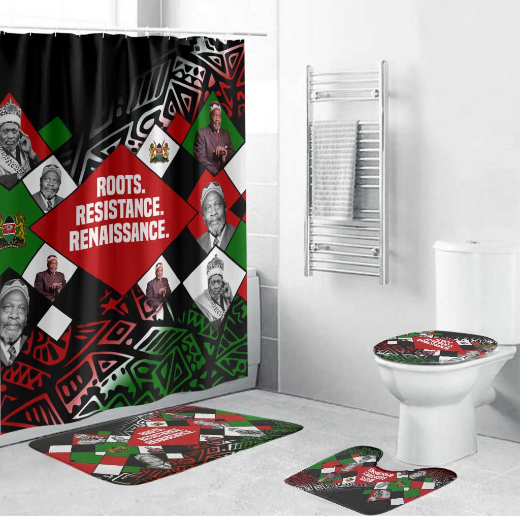Jomo Kenyatta Bathroom Set with Roots Resistance Renaissance and Kenyan Patchwork Pattern Tribute - African Pride