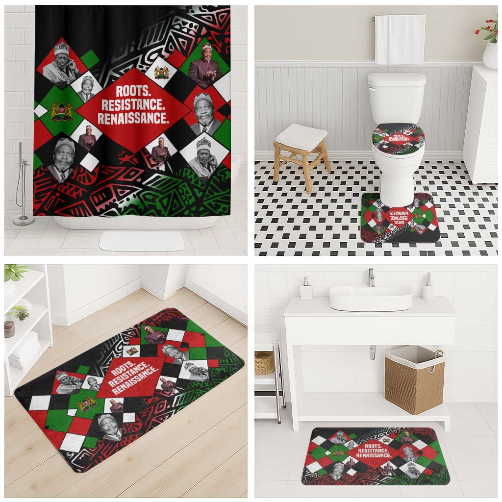 Jomo Kenyatta Bathroom Set with Roots Resistance Renaissance and Kenyan Patchwork Pattern Tribute - African Pride