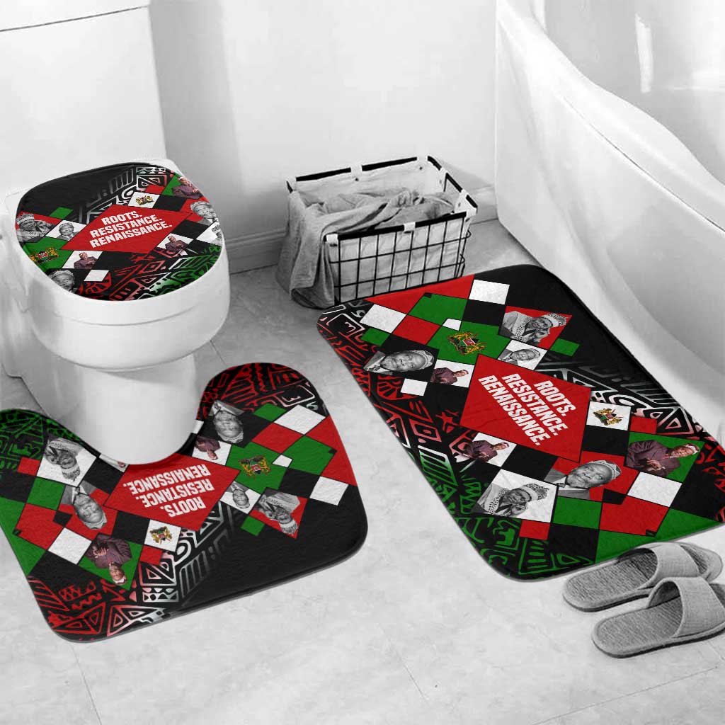 Jomo Kenyatta Bathroom Set with Roots Resistance Renaissance and Kenyan Patchwork Pattern Tribute - African Pride