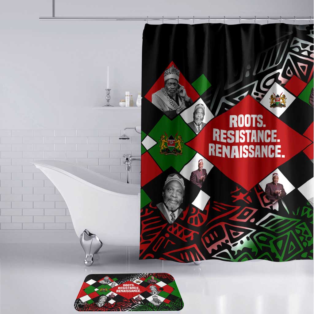 Jomo Kenyatta Bathroom Set with Roots Resistance Renaissance and Kenyan Patchwork Pattern Tribute - African Pride