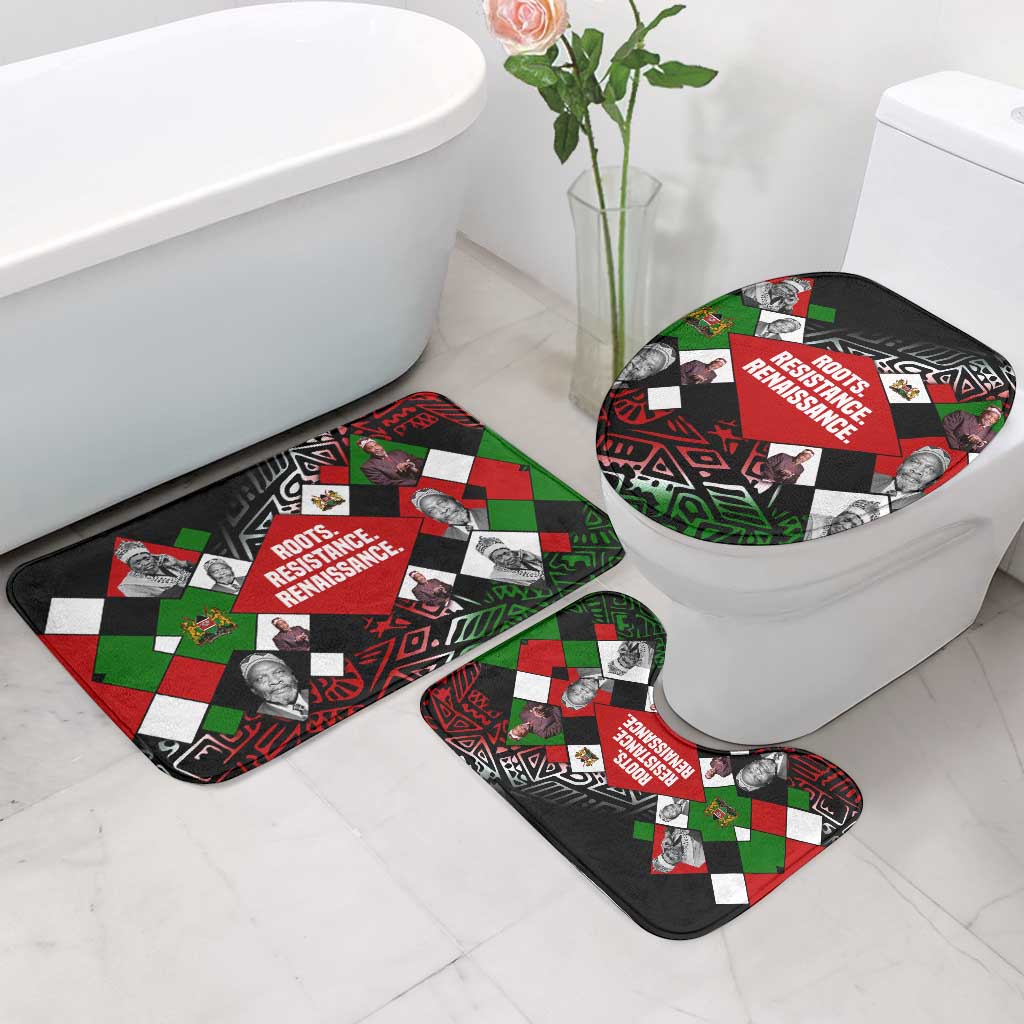 Jomo Kenyatta Bathroom Set with Roots Resistance Renaissance and Kenyan Patchwork Pattern Tribute - African Pride