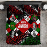 Jomo Kenyatta Bedding Set with Roots Resistance Renaissance and Kenyan Patchwork Pattern Tribute - African Pride