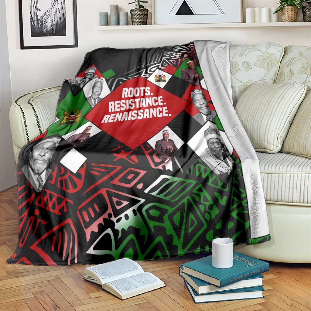 Jomo Kenyatta Blanket with Roots Resistance Renaissance and Kenyan Patchwork Pattern Tribute - African Pride