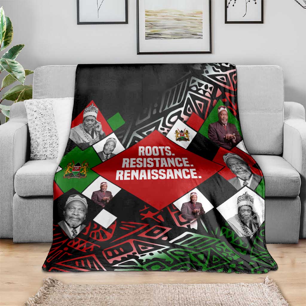 Jomo Kenyatta Blanket with Roots Resistance Renaissance and Kenyan Patchwork Pattern Tribute - African Pride