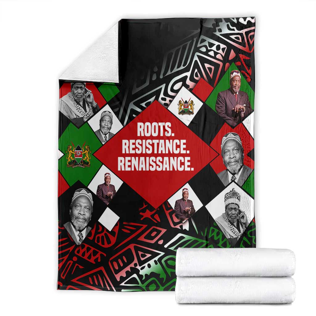 Jomo Kenyatta Blanket with Roots Resistance Renaissance and Kenyan Patchwork Pattern Tribute - African Pride