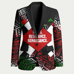 Jomo Kenyatta Blazer with Roots Resistance Renaissance and Kenyan Patchwork Pattern Tribute - African Pride