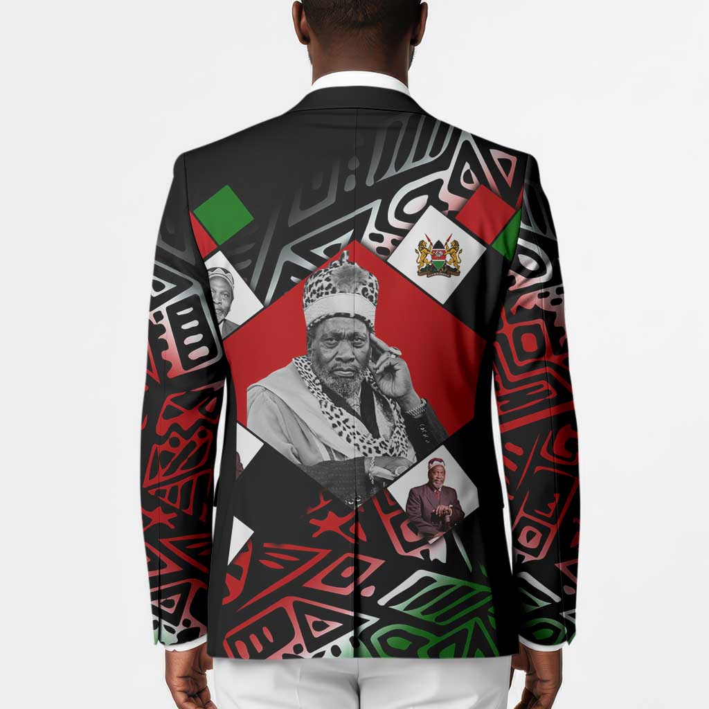 Jomo Kenyatta Blazer with Roots Resistance Renaissance and Kenyan Patchwork Pattern Tribute - African Pride