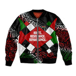 Jomo Kenyatta Bomber Jacket with Roots Resistance Renaissance and Kenyan Patchwork Pattern Tribute - African Pride