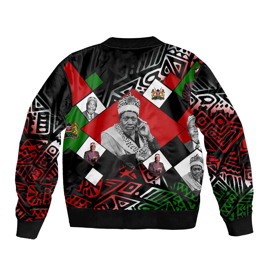 Jomo Kenyatta Bomber Jacket with Roots Resistance Renaissance and Kenyan Patchwork Pattern Tribute - African Pride