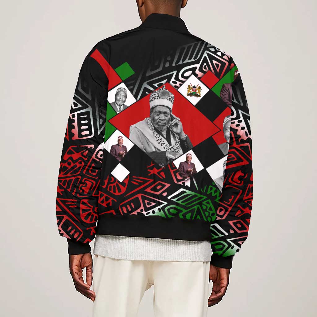 Jomo Kenyatta Bomber Jacket with Roots Resistance Renaissance and Kenyan Patchwork Pattern Tribute - African Pride