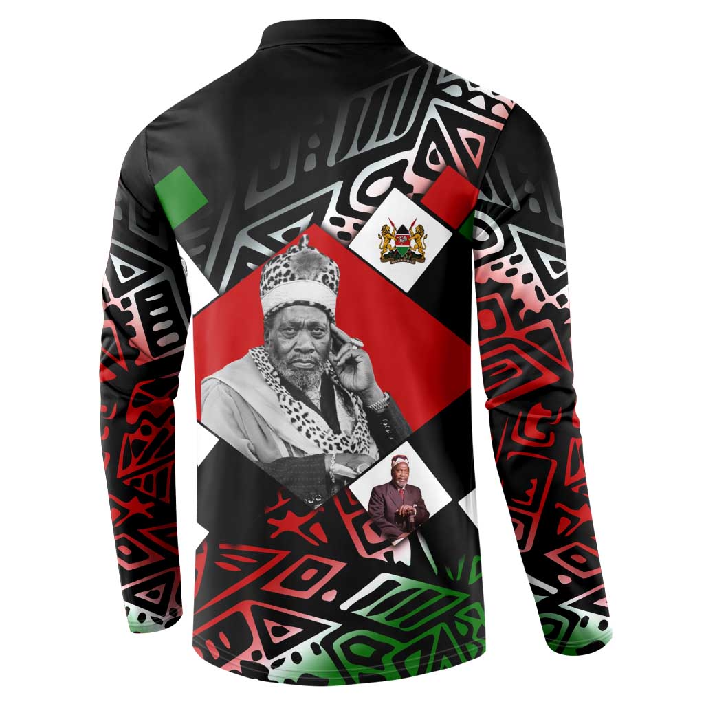 Jomo Kenyatta Button Sweatshirt with Roots Resistance Renaissance and Kenyan Patchwork Pattern Tribute