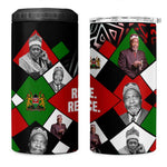 Jomo Kenyatta 4 in 1 Can Cooler Tumbler with Roots Resistance Renaissance and Kenyan Patchwork Pattern Tribute - African Pride