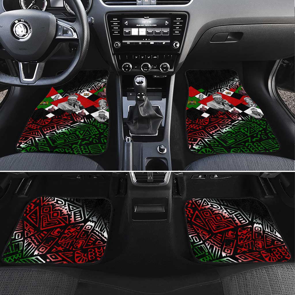 Jomo Kenyatta Car Mats with Roots Resistance Renaissance and Kenyan Patchwork Pattern Tribute - African Pride