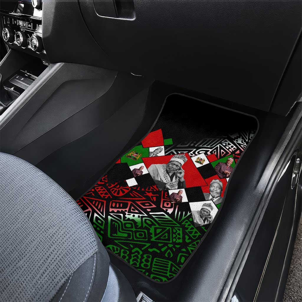 Jomo Kenyatta Car Mats with Roots Resistance Renaissance and Kenyan Patchwork Pattern Tribute - African Pride