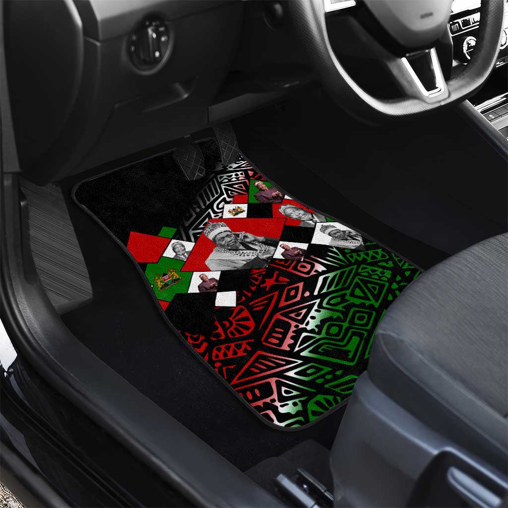 Jomo Kenyatta Car Mats with Roots Resistance Renaissance and Kenyan Patchwork Pattern Tribute - African Pride