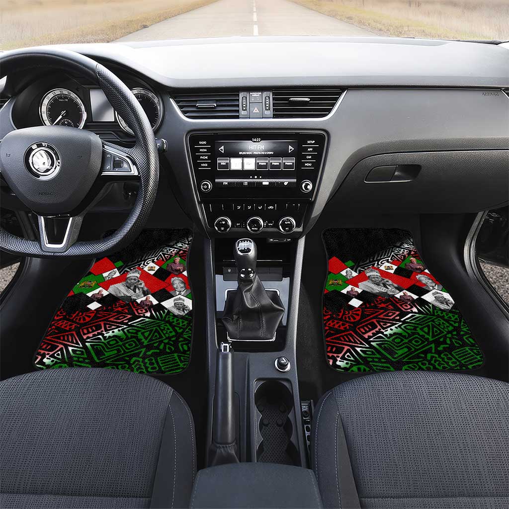 Jomo Kenyatta Car Mats with Roots Resistance Renaissance and Kenyan Patchwork Pattern Tribute - African Pride