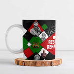 Jomo Kenyatta Ceramic Mug with Roots Resistance Renaissance and Kenyan Patchwork Pattern Tribute - African Pride