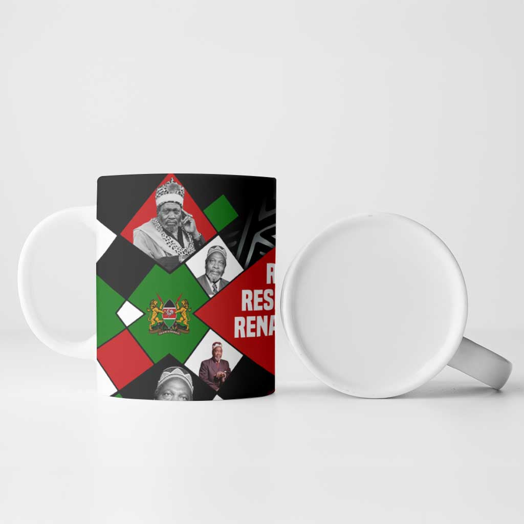 Jomo Kenyatta Ceramic Mug with Roots Resistance Renaissance and Kenyan Patchwork Pattern Tribute - African Pride