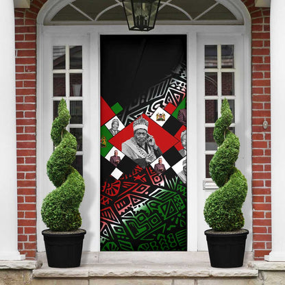 Jomo Kenyatta Door Cover with Roots Resistance Renaissance and Kenyan Patchwork Pattern Tribute - African Pride