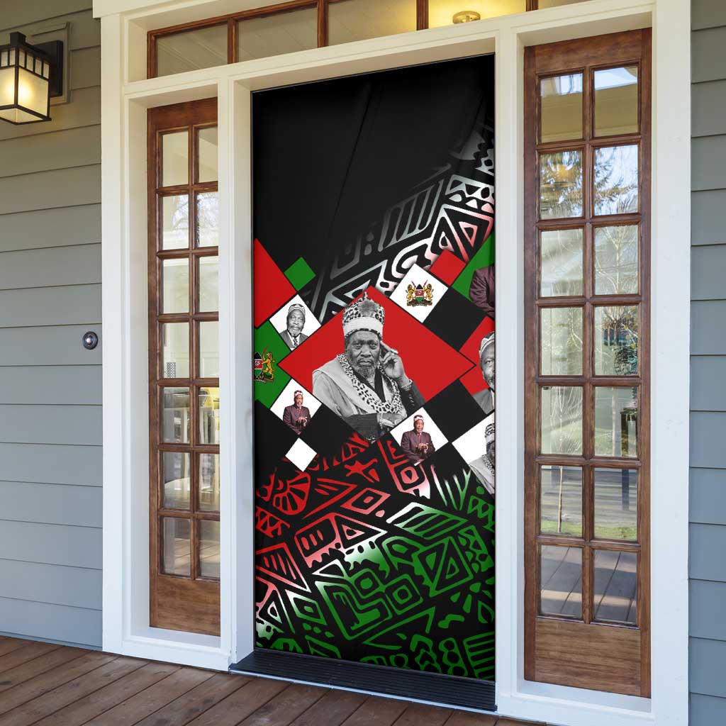 Jomo Kenyatta Door Cover with Roots Resistance Renaissance and Kenyan Patchwork Pattern Tribute - African Pride