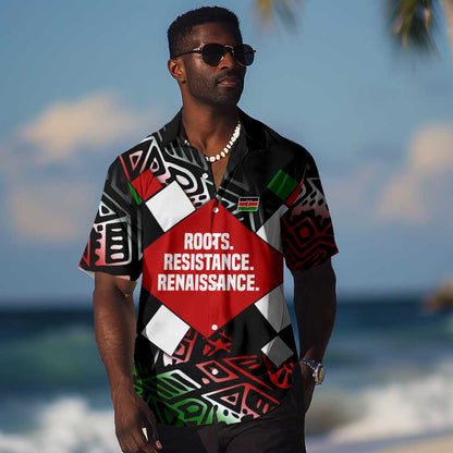 Jomo Kenyatta Hawaiian Shirt with Roots Resistance Renaissance and Kenyan Patchwork Pattern Tribute - African Pride