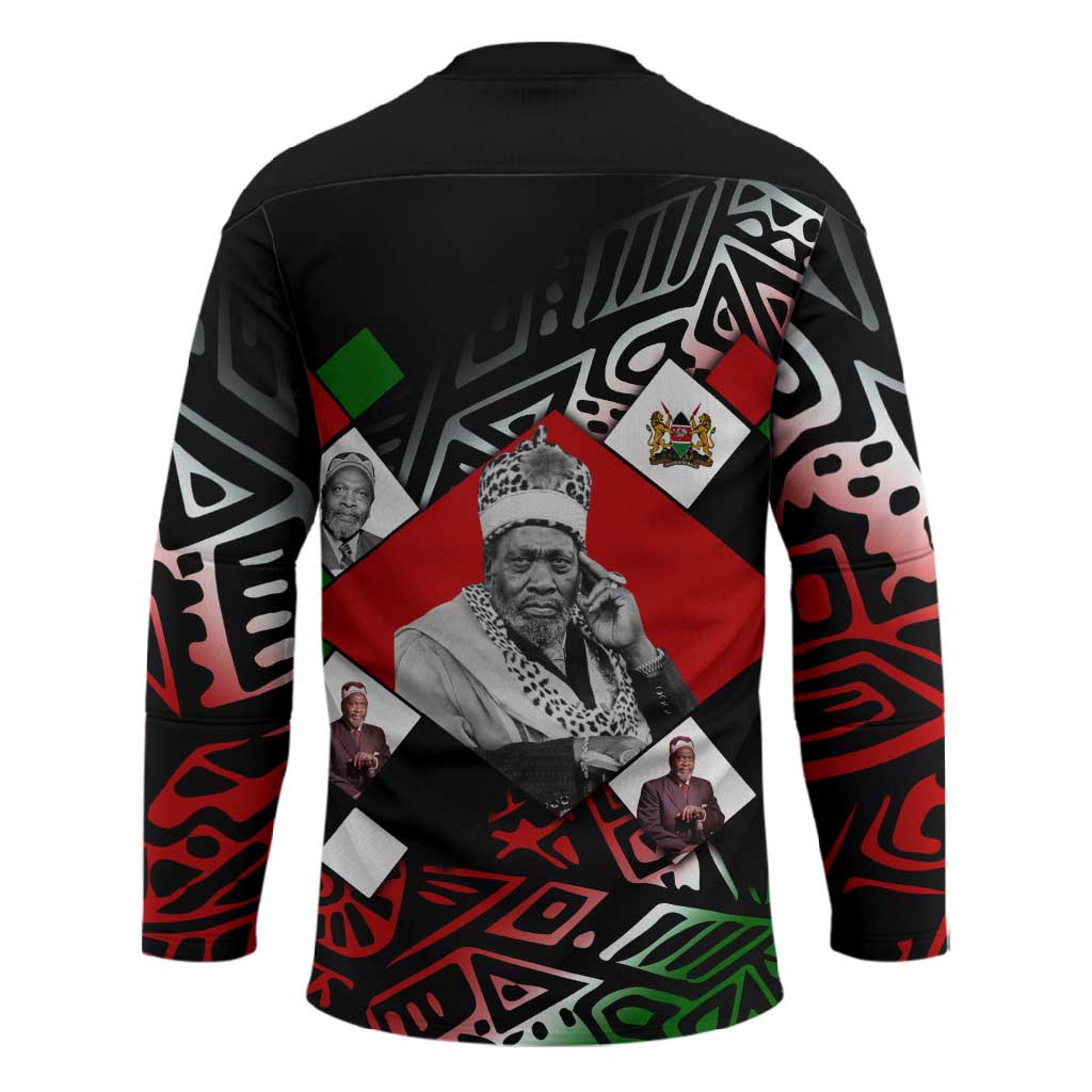 Jomo Kenyatta Hockey Jersey with Roots Resistance Renaissance and Kenyan Patchwork Pattern Tribute - African Pride
