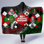 Jomo Kenyatta Hooded Blanket with Roots Resistance Renaissance and Kenyan Patchwork Pattern Tribute - African Pride