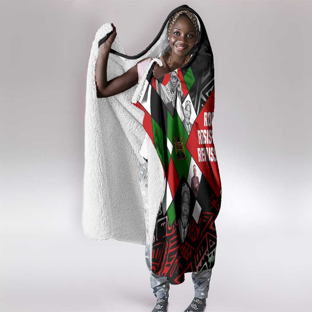 Jomo Kenyatta Hooded Blanket with Roots Resistance Renaissance and Kenyan Patchwork Pattern Tribute - African Pride