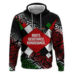 Jomo Kenyatta Hoodie with Roots Resistance Renaissance and Kenyan Patchwork Pattern Tribute - African Pride