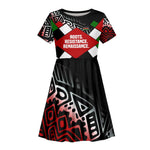 Jomo Kenyatta Kid Short Sleeve Dress with Roots Resistance Renaissance and Kenyan Patchwork Pattern Tribute - African Pride