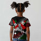 Jomo Kenyatta Kid T shirt with Roots Resistance Renaissance and Kenyan Patchwork Pattern Tribute - African Pride
