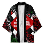 Jomo Kenyatta Kimono with Roots Resistance Renaissance and Kenyan Patchwork Pattern Tribute - African Pride