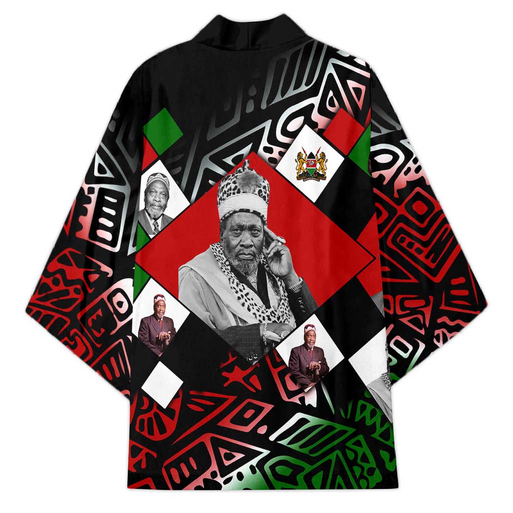 Jomo Kenyatta Kimono with Roots Resistance Renaissance and Kenyan Patchwork Pattern Tribute - African Pride