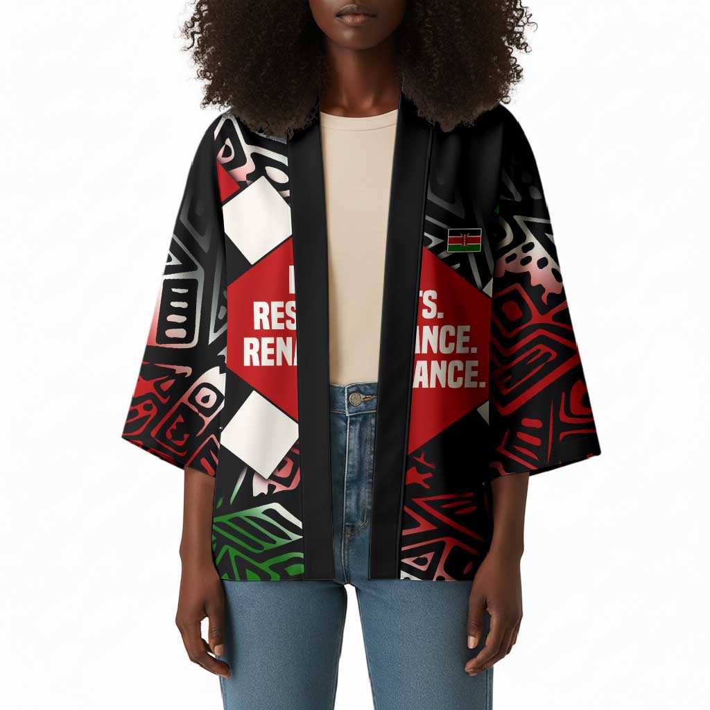 Jomo Kenyatta Kimono with Roots Resistance Renaissance and Kenyan Patchwork Pattern Tribute - African Pride