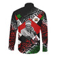 Jomo Kenyatta Long Sleeve Button Shirt with Roots Resistance Renaissance and Kenyan Patchwork Pattern Tribute - African Pride