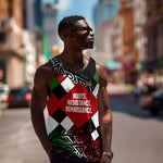 Jomo Kenyatta Men Tank Top with Roots Resistance Renaissance and Kenyan Patchwork Pattern Tribute - African Pride