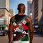 Jomo Kenyatta Men Tank Top with Roots Resistance Renaissance and Kenyan Patchwork Pattern Tribute - African Pride