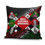 Jomo Kenyatta Pillow Cover with Roots Resistance Renaissance and Kenyan Patchwork Pattern Tribute - African Pride