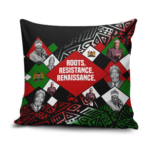 Jomo Kenyatta Pillow Cover with Roots Resistance Renaissance and Kenyan Patchwork Pattern Tribute - African Pride