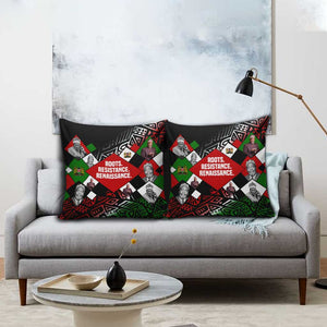 Jomo Kenyatta Pillow Cover with Roots Resistance Renaissance and Kenyan Patchwork Pattern Tribute - African Pride