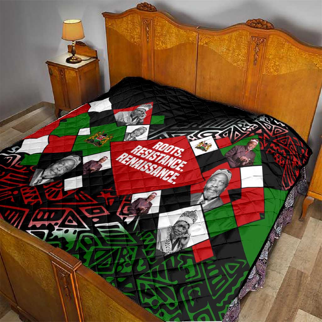 Jomo Kenyatta Quilt with Roots Resistance Renaissance and Kenyan Patchwork Pattern Tribute - African Pride