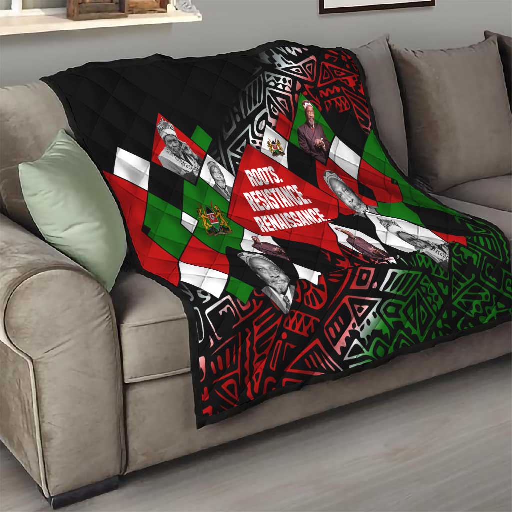 Jomo Kenyatta Quilt with Roots Resistance Renaissance and Kenyan Patchwork Pattern Tribute - African Pride