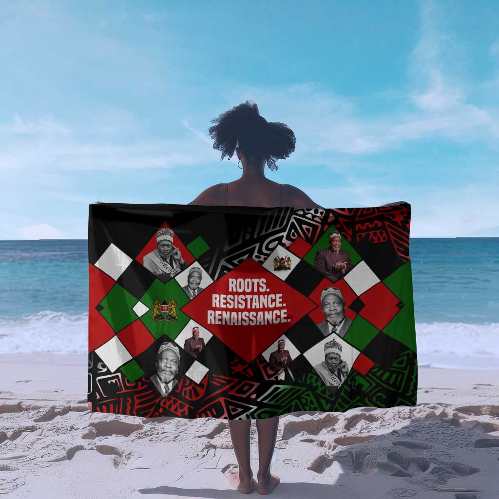 Jomo Kenyatta Sarong with Roots Resistance Renaissance and Kenyan Patchwork Pattern Tribute - African Pride