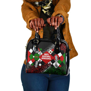 Jomo Kenyatta Shoulder Handbag with Roots Resistance Renaissance and Kenyan Patchwork Pattern Tribute - African Pride