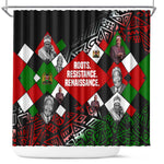 Jomo Kenyatta Shower Curtain with Roots Resistance Renaissance and Kenyan Patchwork Pattern Tribute - African Pride
