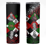 Jomo Kenyatta Skinny Tumbler with Roots Resistance Renaissance and Kenyan Patchwork Pattern Tribute - African Pride