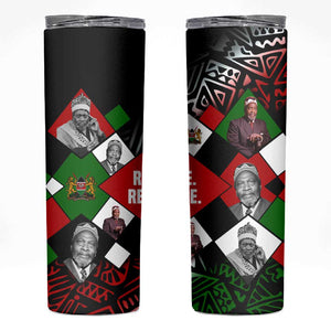 Jomo Kenyatta Skinny Tumbler with Roots Resistance Renaissance and Kenyan Patchwork Pattern Tribute - African Pride