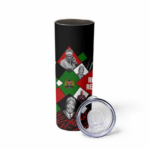 Jomo Kenyatta Skinny Tumbler with Roots Resistance Renaissance and Kenyan Patchwork Pattern Tribute - African Pride